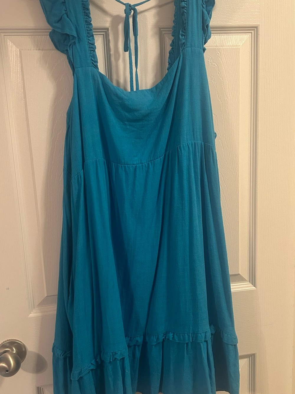 Flowy Teal Mini Dress with Ruffle Straps